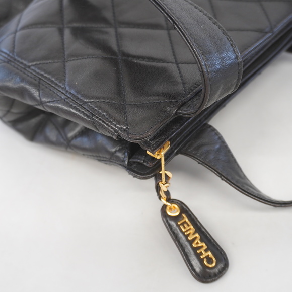 Auth Chanel shoulder bag matelasse lambskin black gold metal - Picture 9 of 10